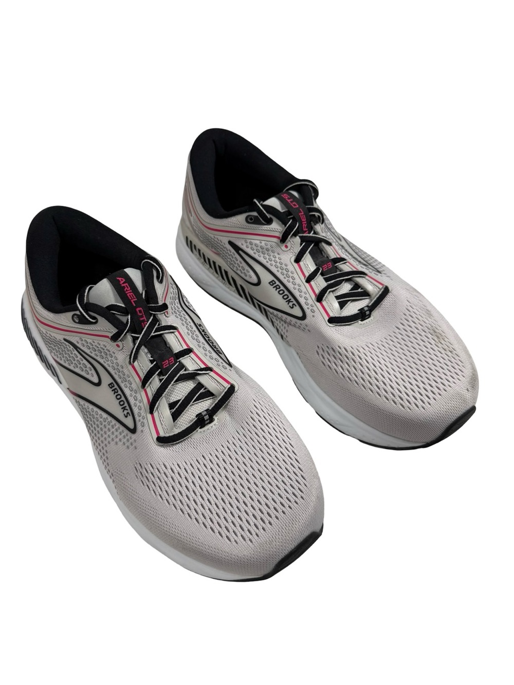 Brooks Ariel GTS 23 Womens 9.5 2E Extra Wide Running Walking Shoes White Pink